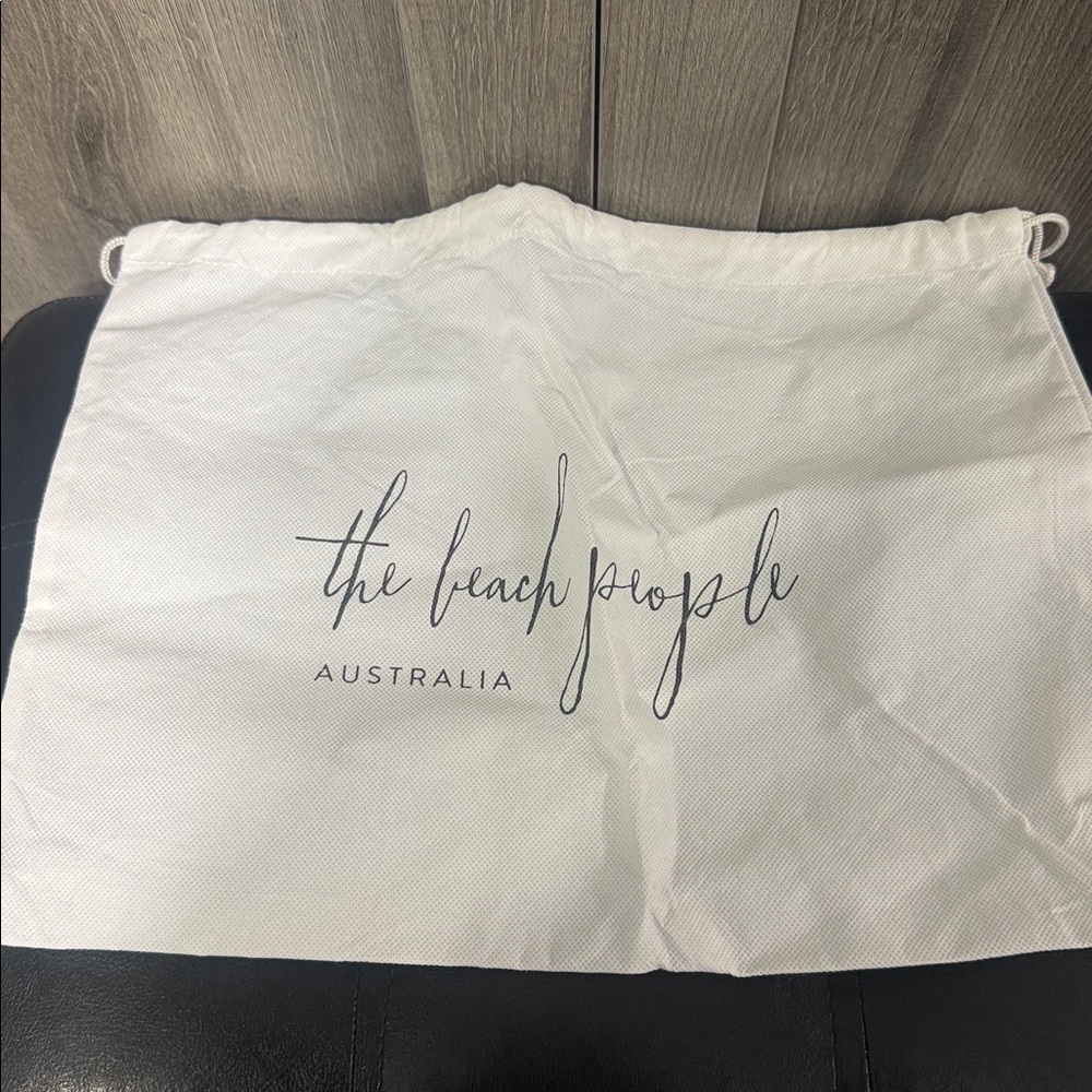 White With Black The Beach People Logo Purse Drawstring 11.5" x 15" Dust Bag